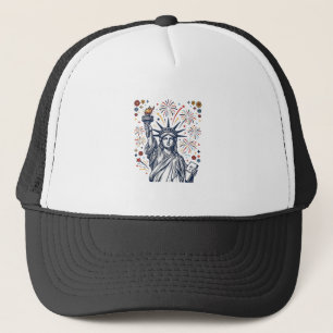 Vintage Liberty Fireworks Patriotic Vector Design_ Trucker Hat