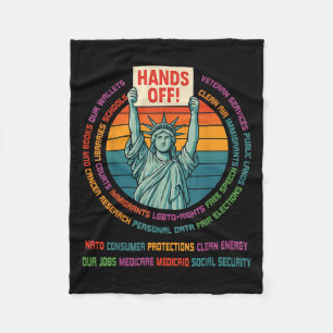 Vintage Liberty Statue Hands Off Freedom Protest R Fleece Blanket