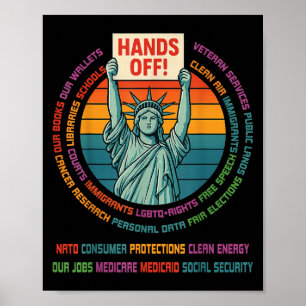 Vintage Liberty Statue Hands Off Freedom Protest R Poster