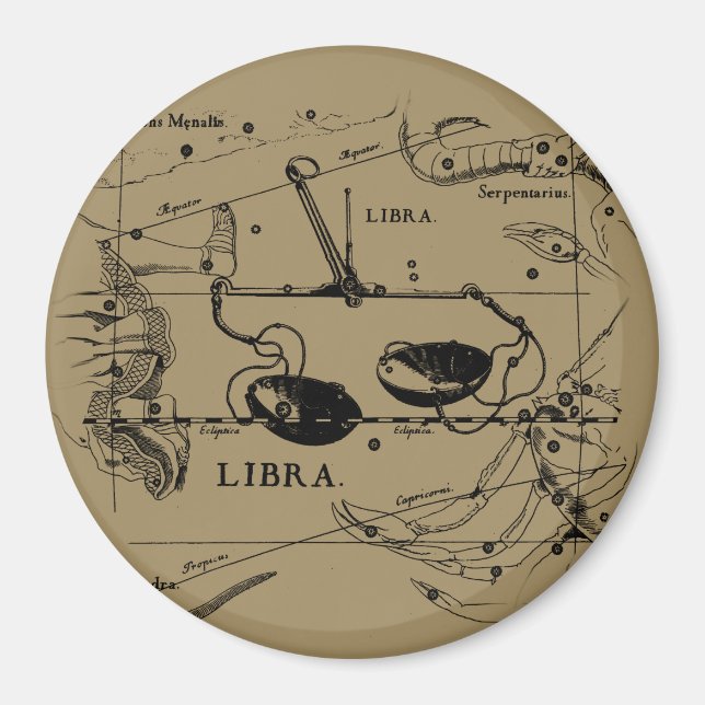 Vintage Libra Constellation Hevelius Style Magnet (Front)