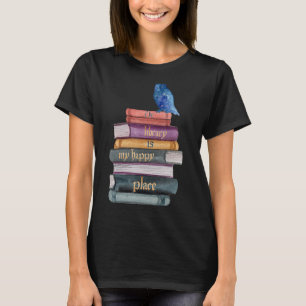 Vintage Librarian Saying The Library is My Happy T-Shirt