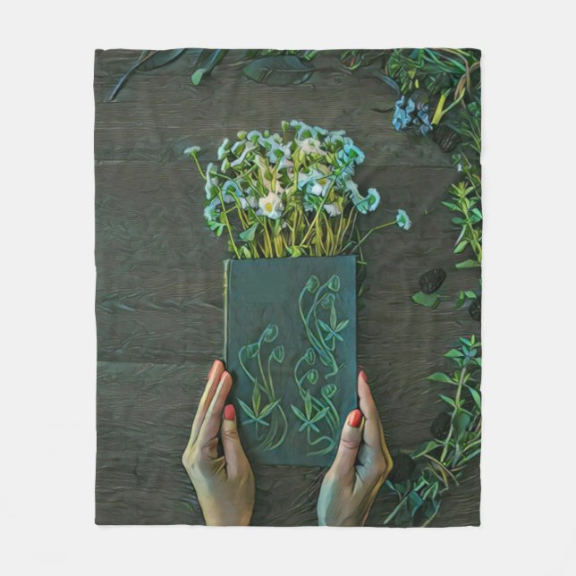 Vintage library artwork fleece blanket (Front)