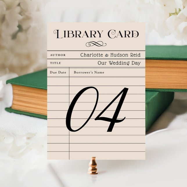 Vintage Library Book Card Wedding Table Number (Creator Uploaded)