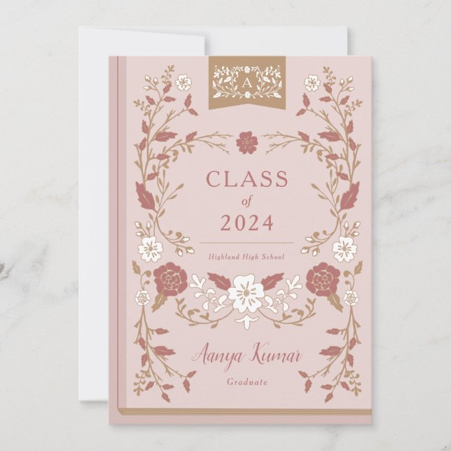 Vintage Library Book Graduation Photo Announcement (Front)