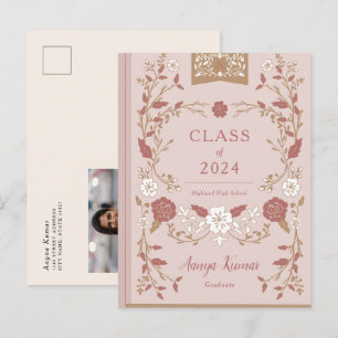 Vintage Library Book Graduation Photo Announcement Postcard