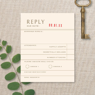 Vintage Library Book Neutral Wedding Reply RSVP Card