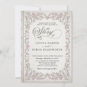 Vintage Library Book Story Fairy Tale Wedding Invitation