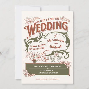 Vintage Library Book Wedding Invitation