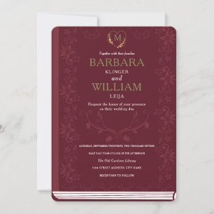 Vintage Library Book Wedding Invite
