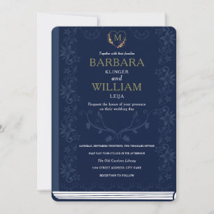 Vintage Library Book Wedding Invite