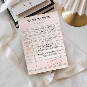 Vintage Library Card Book Lover Chic Bridal Shower
