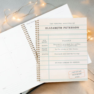 Vintage Library Card Bookworm Bookish Funny Yearly Planner