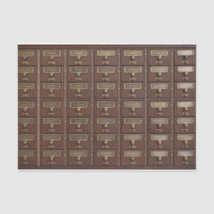 Vintage Library Card Catalogue Drawers Tissue Paper