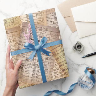 Vintage Library Card Collection Wrapping Paper