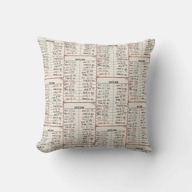 Vintage Library Card  Cushion (Front)