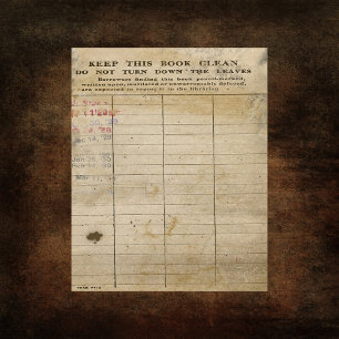 Vintage Library Card Scrapbook Paper