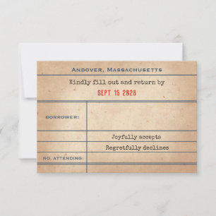 Vintage Library Checkout Card Style Wedding