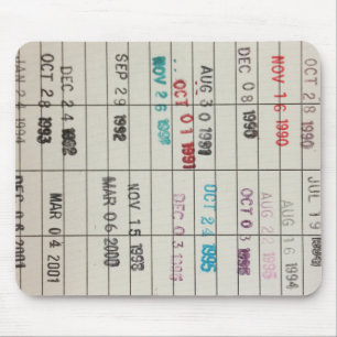 Vintage Library Due Date Cards Mouse Mat