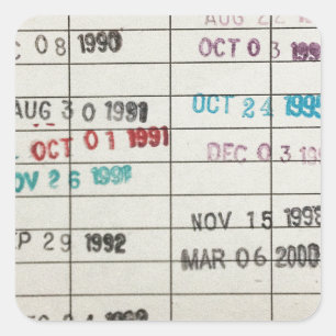 Vintage Library Due Date Cards Square Sticker