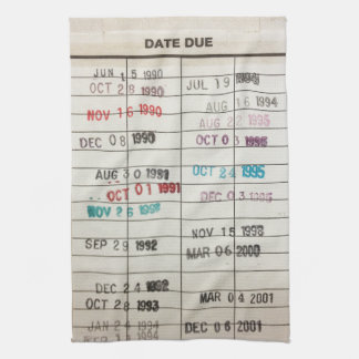 Vintage Library Due Date Cards Tea Towel