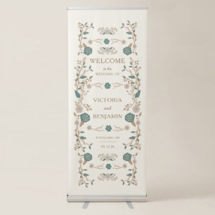 Vintage Library Elegant Floral Retractable Banner