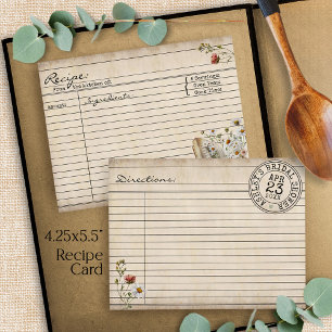 Vintage Library Floral Books Bridal Shower Recipe Enclosure Card