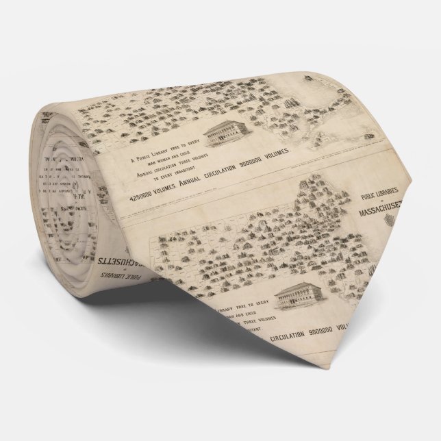 Vintage Library Map of Massachusetts (1904) Tie (Rolled)
