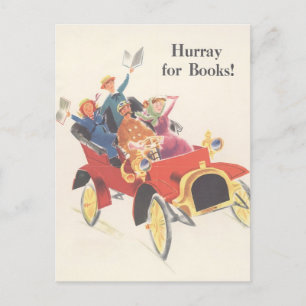 Vintage Library Poster "Hurray for Books" Postcard