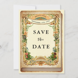 Vintage Library Storybook Book Secret Garden Save The Date