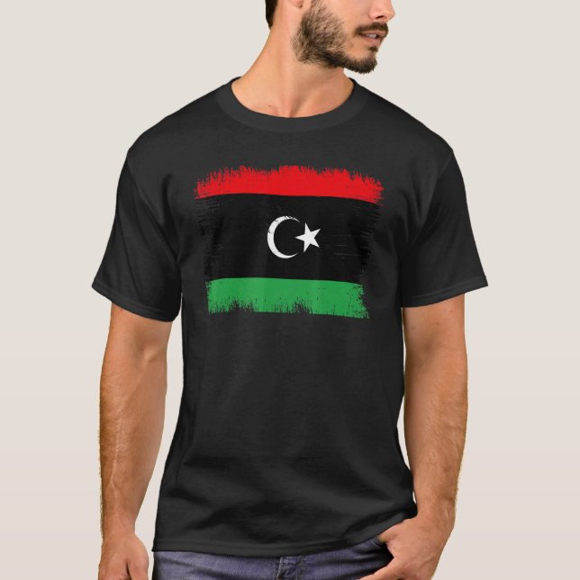 Vintage Libya Flag Libyan Independence Day T-Shirt (Front)