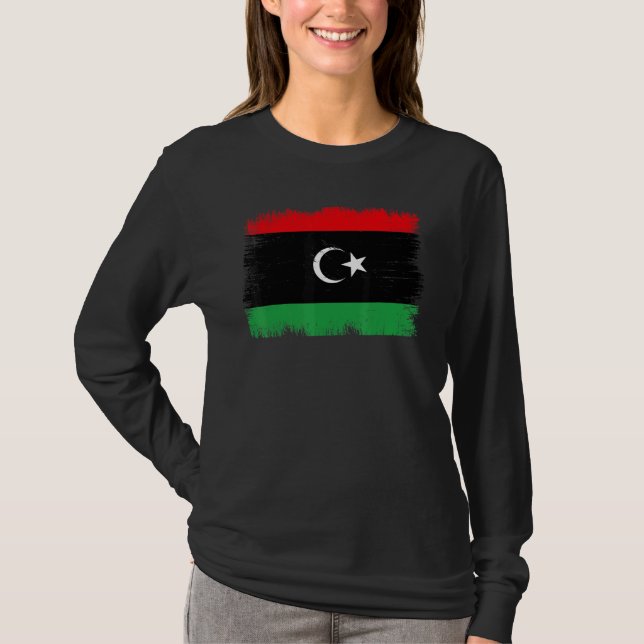 Vintage Libya Flag Libyan Independence Day T-Shirt (Front)