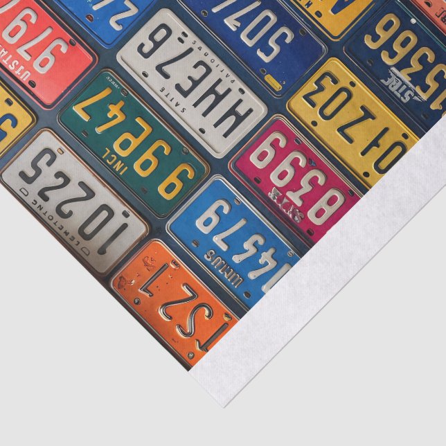 Vintage License Plate Tissue Paper (Detail)