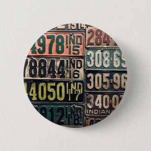 Vintage License Plates 6 Cm Round Badge