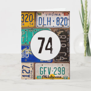 Vintage License Plates for 74th Birthday  Card