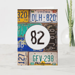 Vintage License Plates for 82nd Birthday  Card