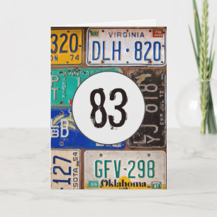 Vintage License Plates for 83rd Birthday Card