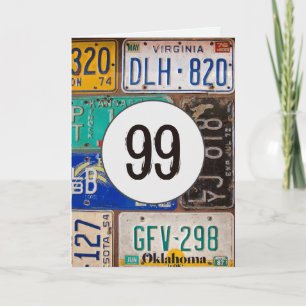 Vintage License Plates for 99th Birthday Card