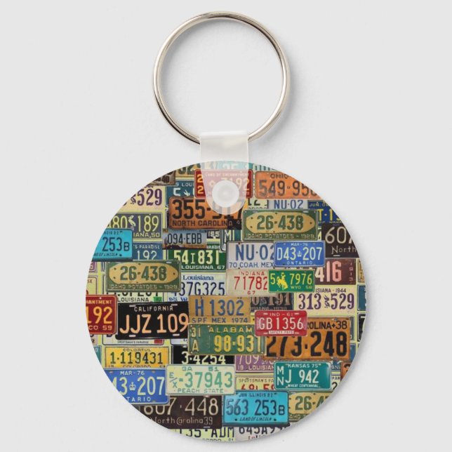 Vintage License Plates Key Ring (Front)