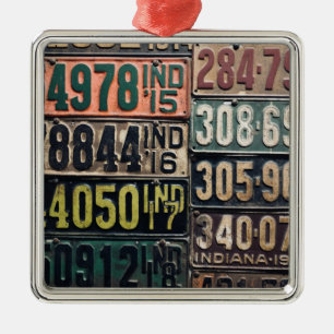 Vintage License Plates Metal Tree Decoration
