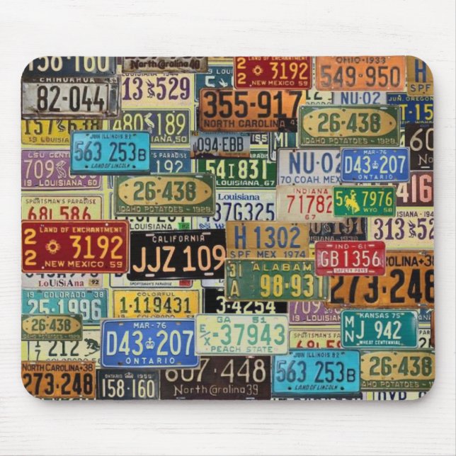 Vintage License Plates Mouse Mat (Front)