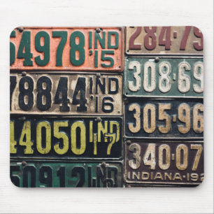Vintage License Plates Mouse Mat