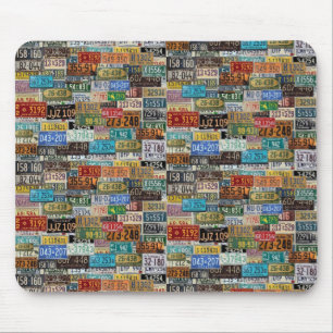 Vintage License Plates Mouse Mat