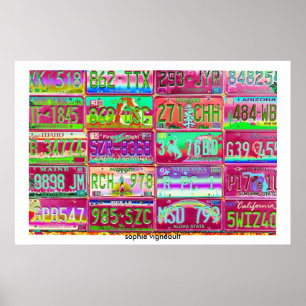 vintage license plates poster