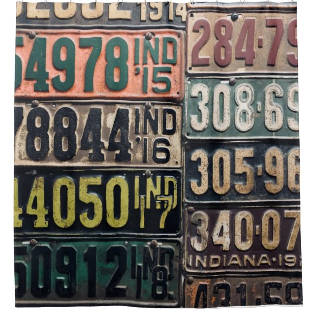 Vintage License Plates Shower Curtain (Front)
