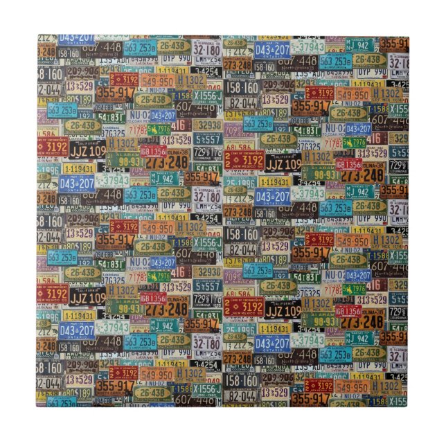 Vintage License Plates Tile (Front)