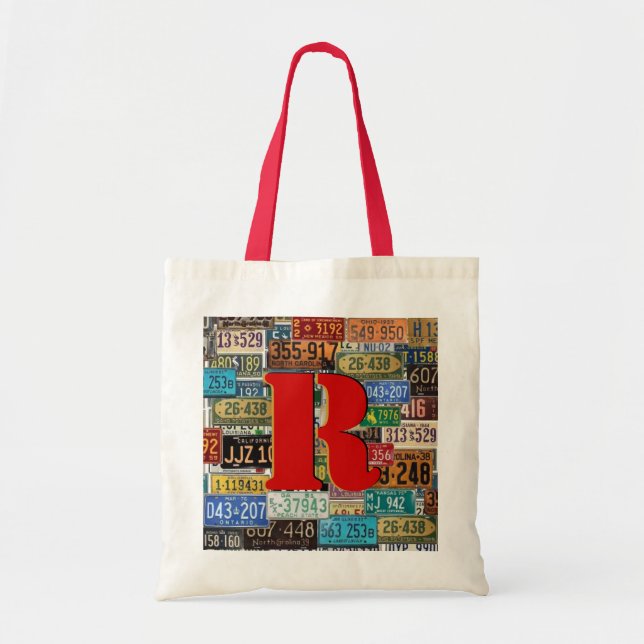 Vintage License Plates Tote Bag (Front)