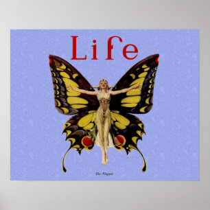 Vintage Life Flapper Butterfly 1922 Poster