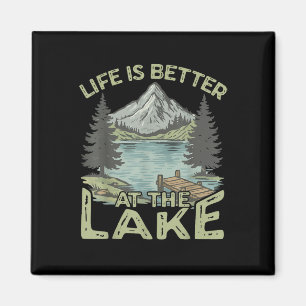 Vintage Life Is Better At The Lake Funny Boating L Magnet