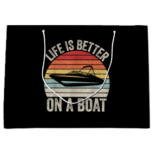 Vintage Life Is Better On A Boat Captain Boating P Large Gift Bag