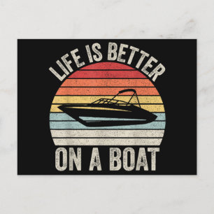 Vintage Life Is Better On A Boat Captain Boating P Postcard
